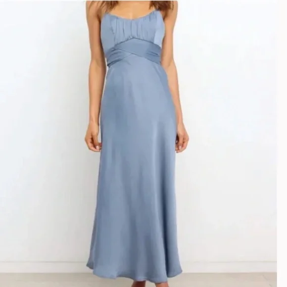 blue hermione dress Beaded Light Blue Chiffon Ruffle Slit Prom Dress  Ohmollydress